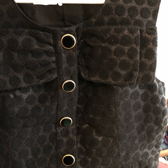 60s style brocade bow dress w buttons mod femme girly metallic cocktail french - Picture 4 of 5